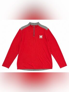 Maryland Terrapins NCAA Under Armour Red and Gray Quarter-Zip Pullover Sweater
